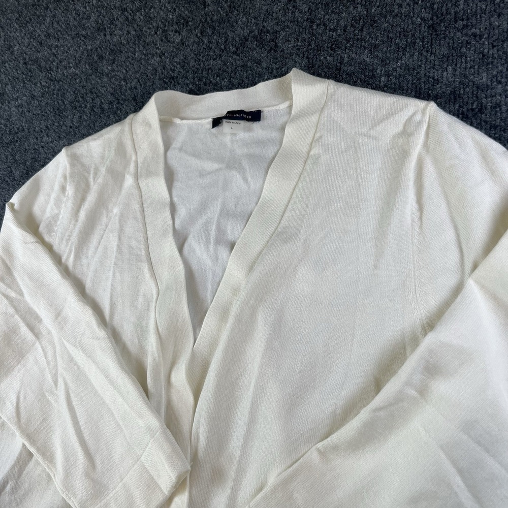 Tommy‎ Hilfiger Womens Ivory Solid Long Sleeve Open Cardigan Sweater NWT